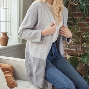 Thread & Supply Two Toned Color Blocked Fuzzy Cardigan